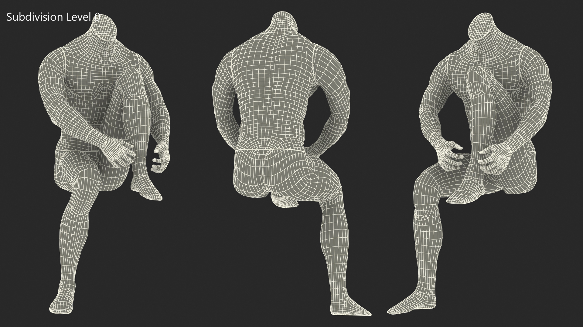 3D model Sitting Sports Mannequin Male Black