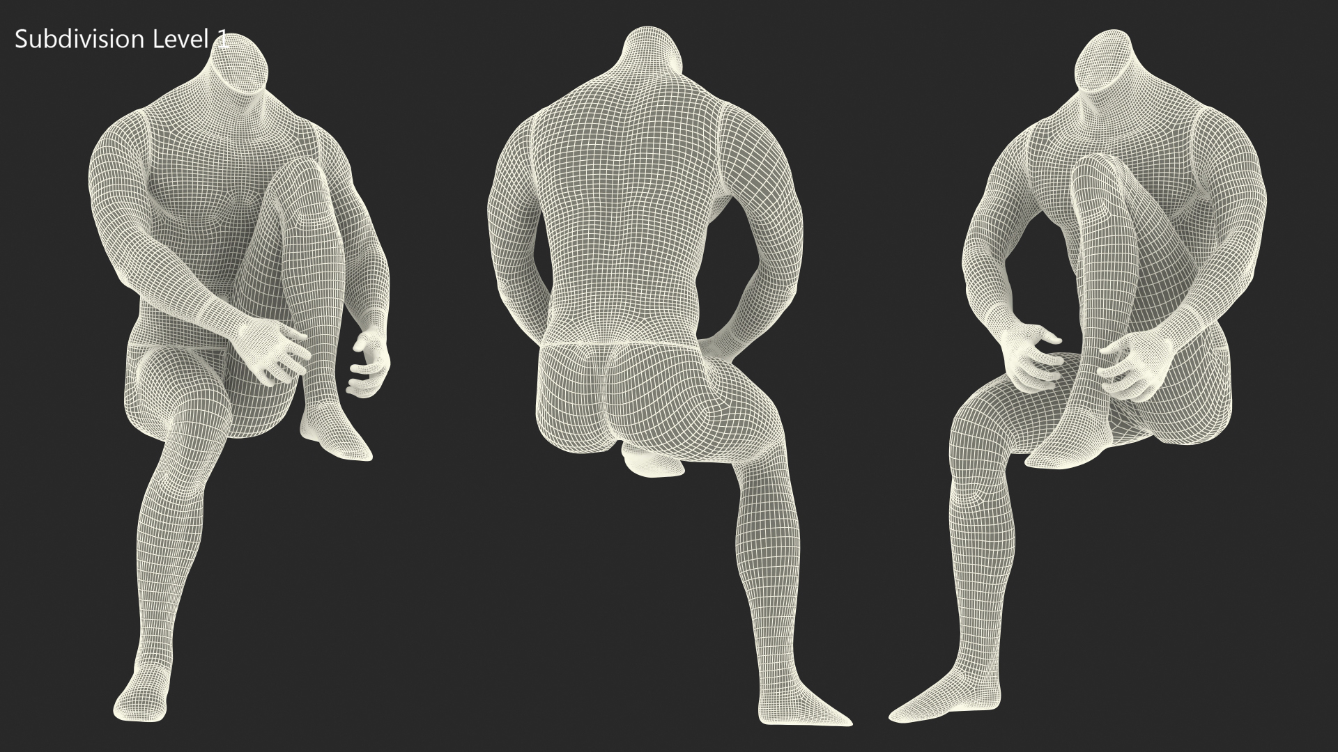 3D model Sitting Sports Mannequin Male Black