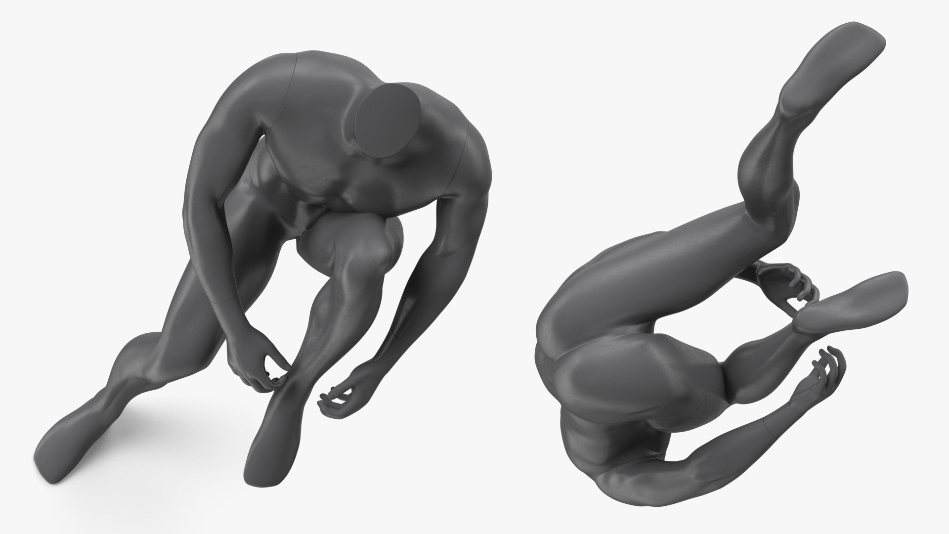 3D model Sitting Sports Mannequin Male Black