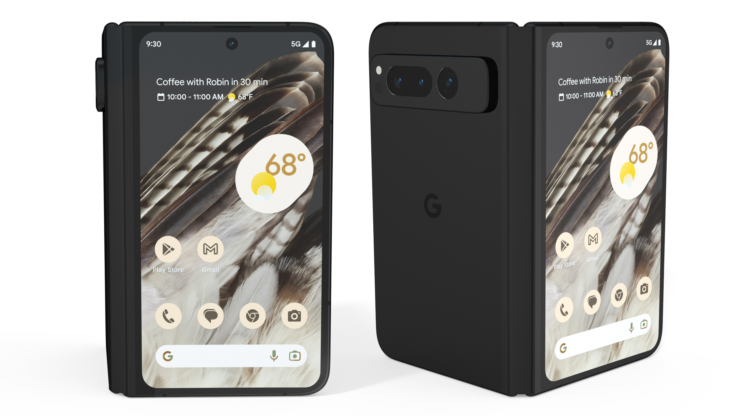 Google Pixel Fold Smartphone Obsidian Rigged 3D model