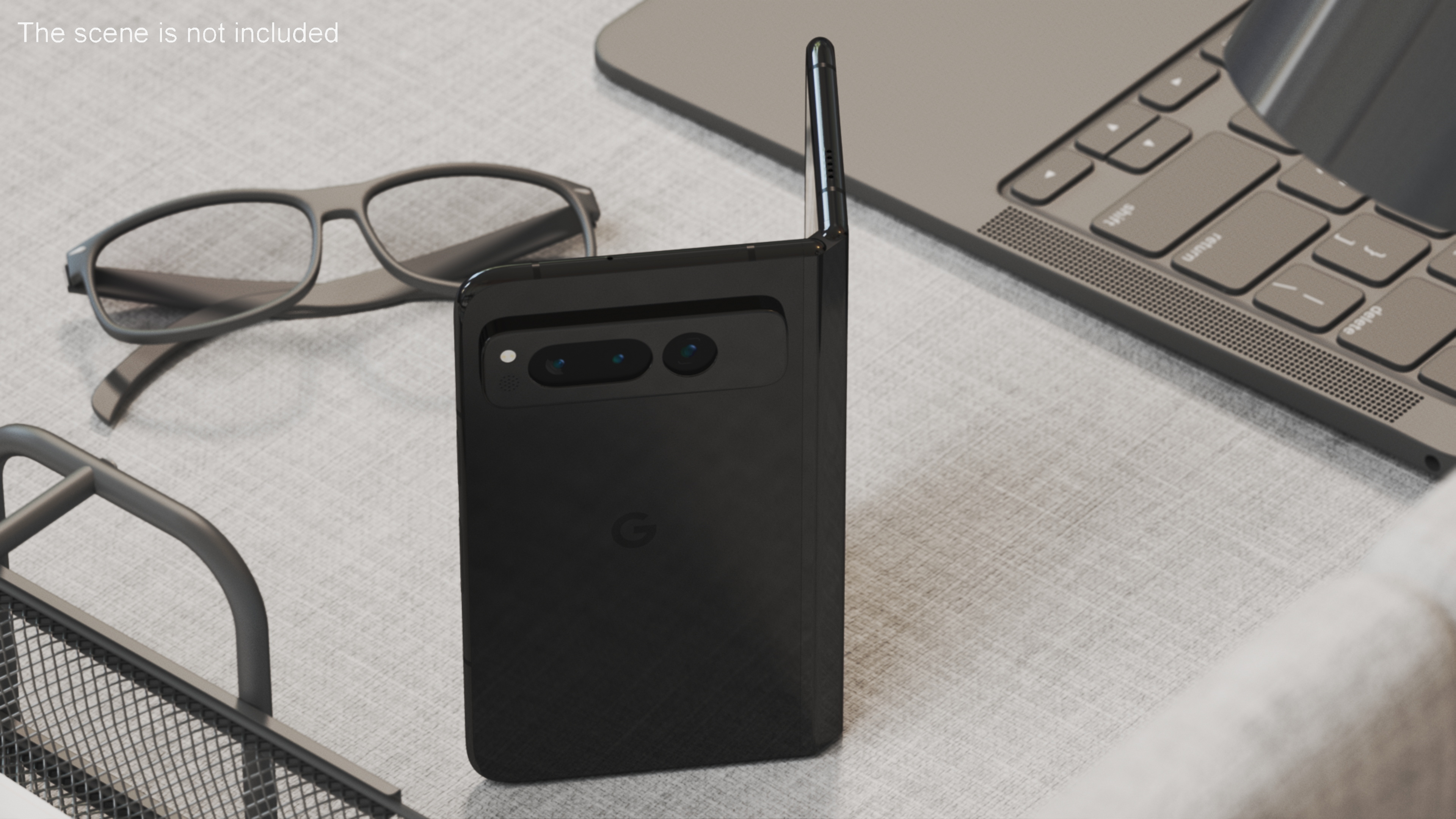 Google Pixel Fold Smartphone Obsidian Rigged 3D model