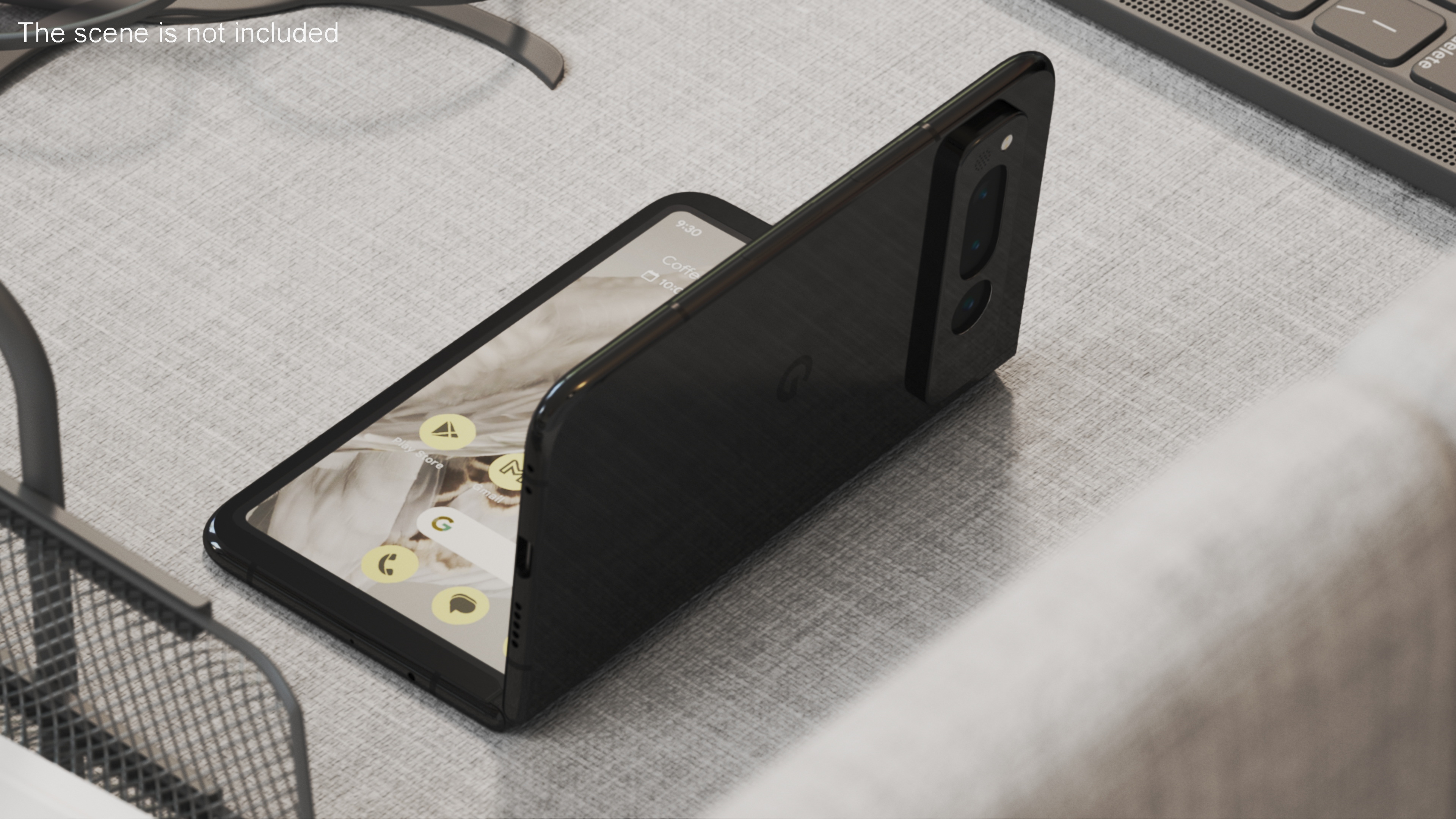 Google Pixel Fold Smartphone Obsidian Rigged 3D model