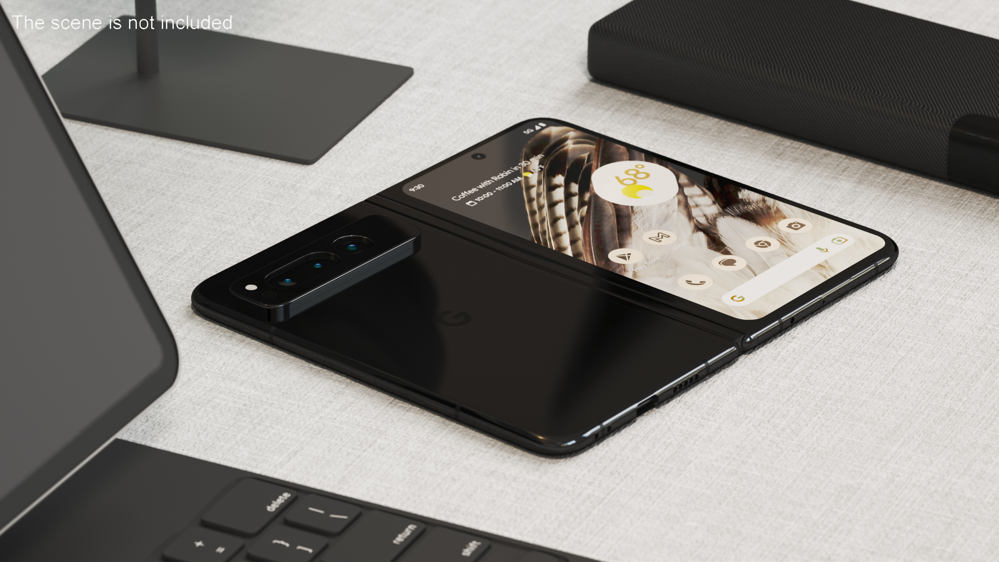 Google Pixel Fold Smartphone Obsidian Rigged 3D model