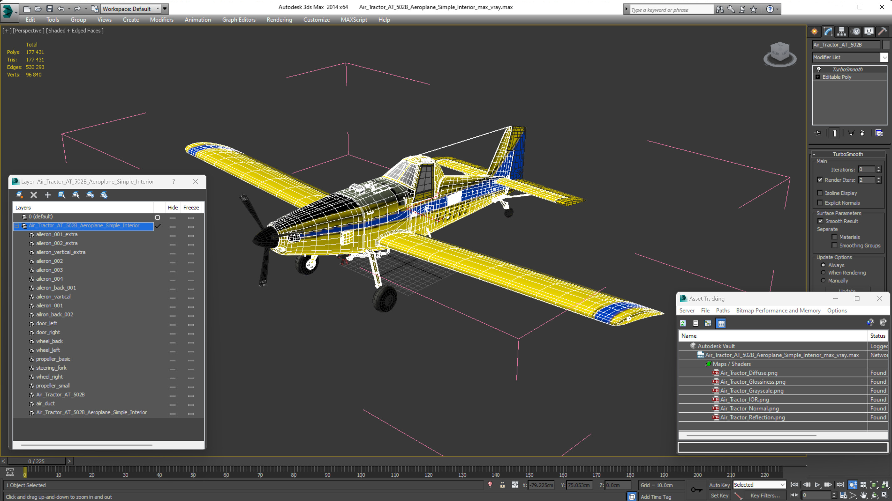3D model Air Tractor AT 502B Aeroplane Simple Interior