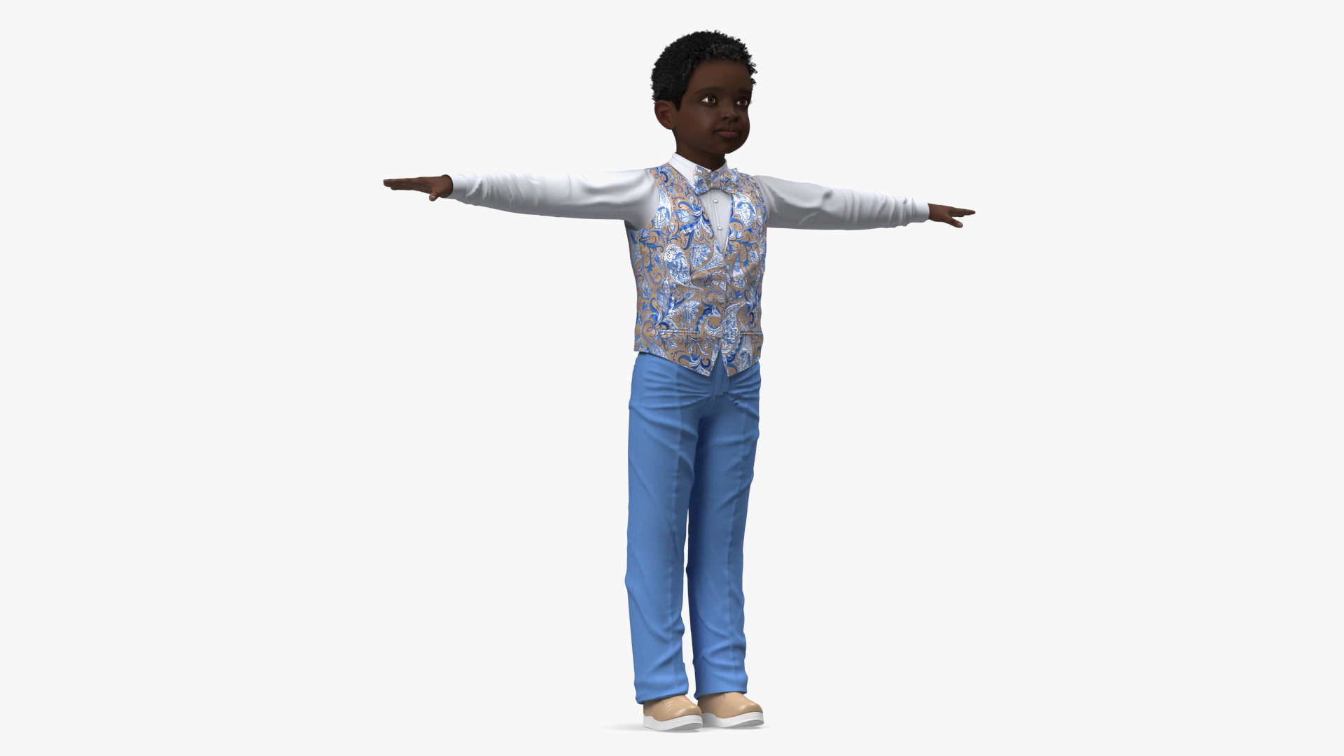 3D Black Child Boy Party Style Rigged for Modo model