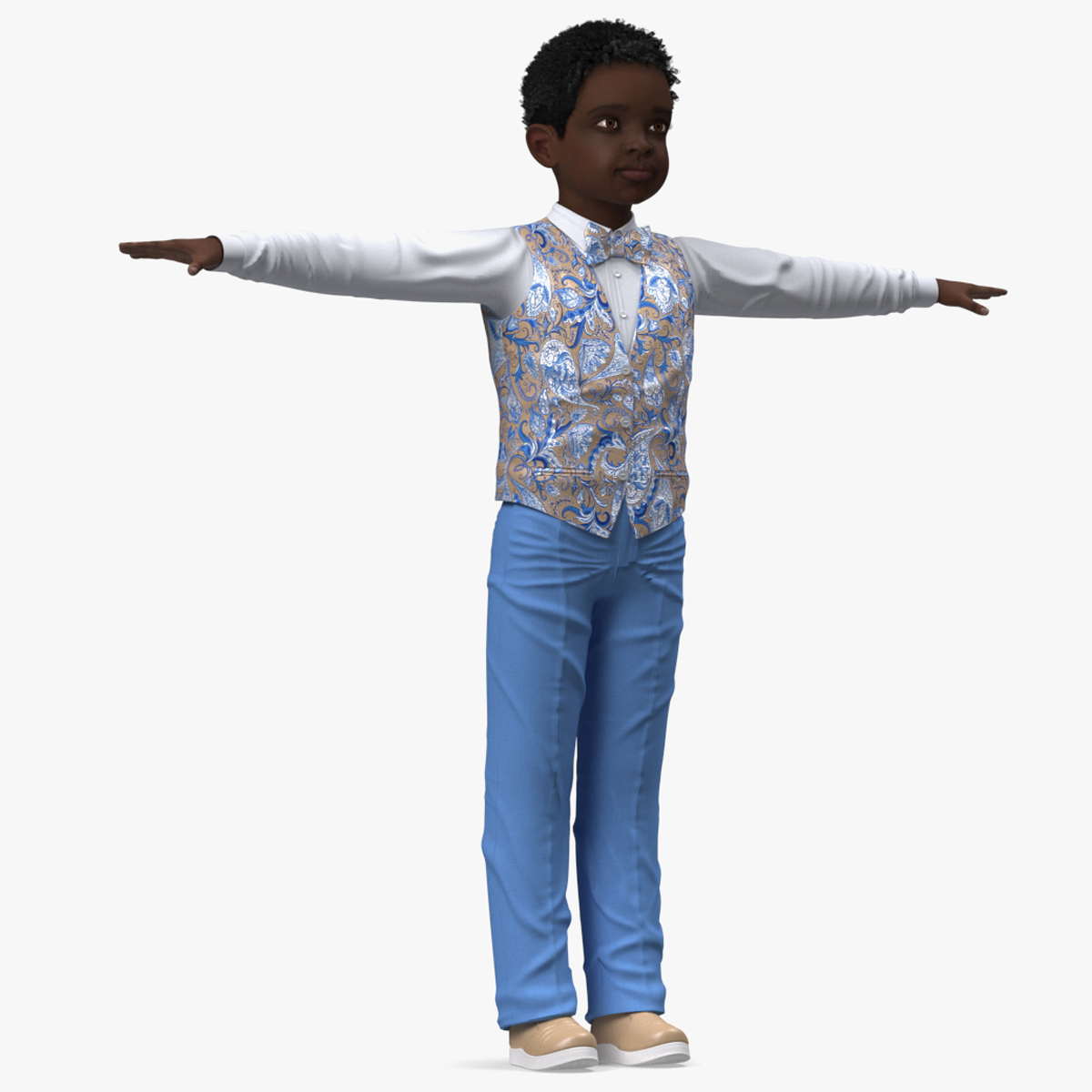 3D Black Child Boy Party Style Rigged for Modo model