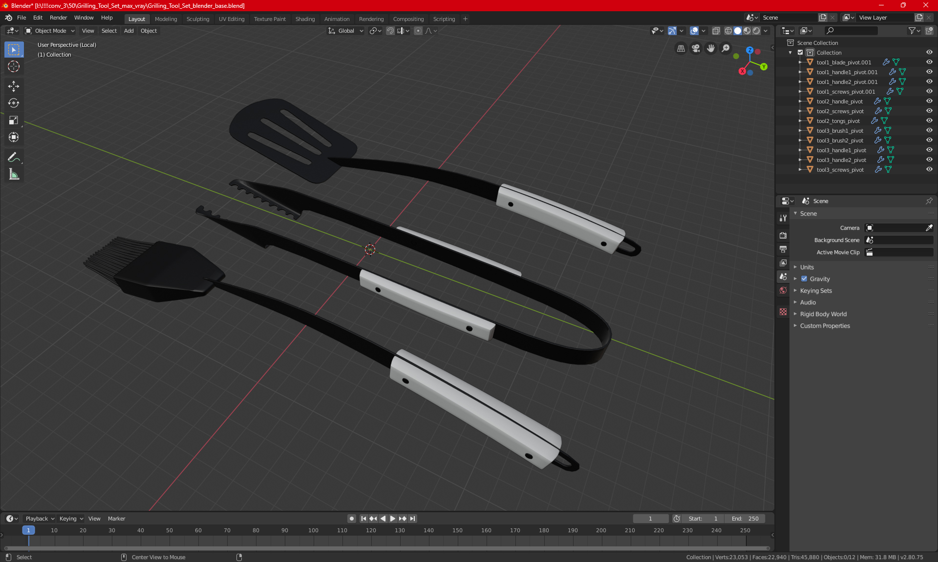 Grilling Tool Set 3D