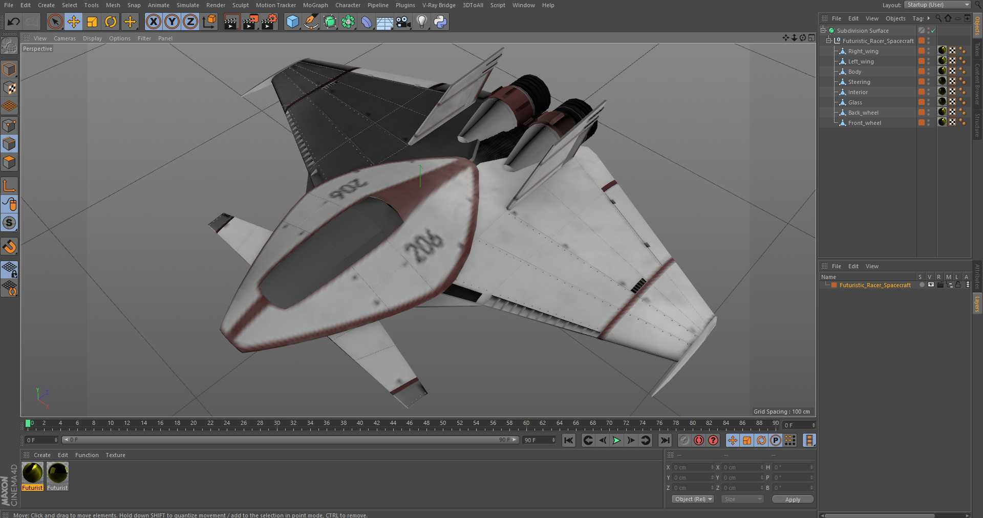 Futuristic Racer Spacecraft 3D