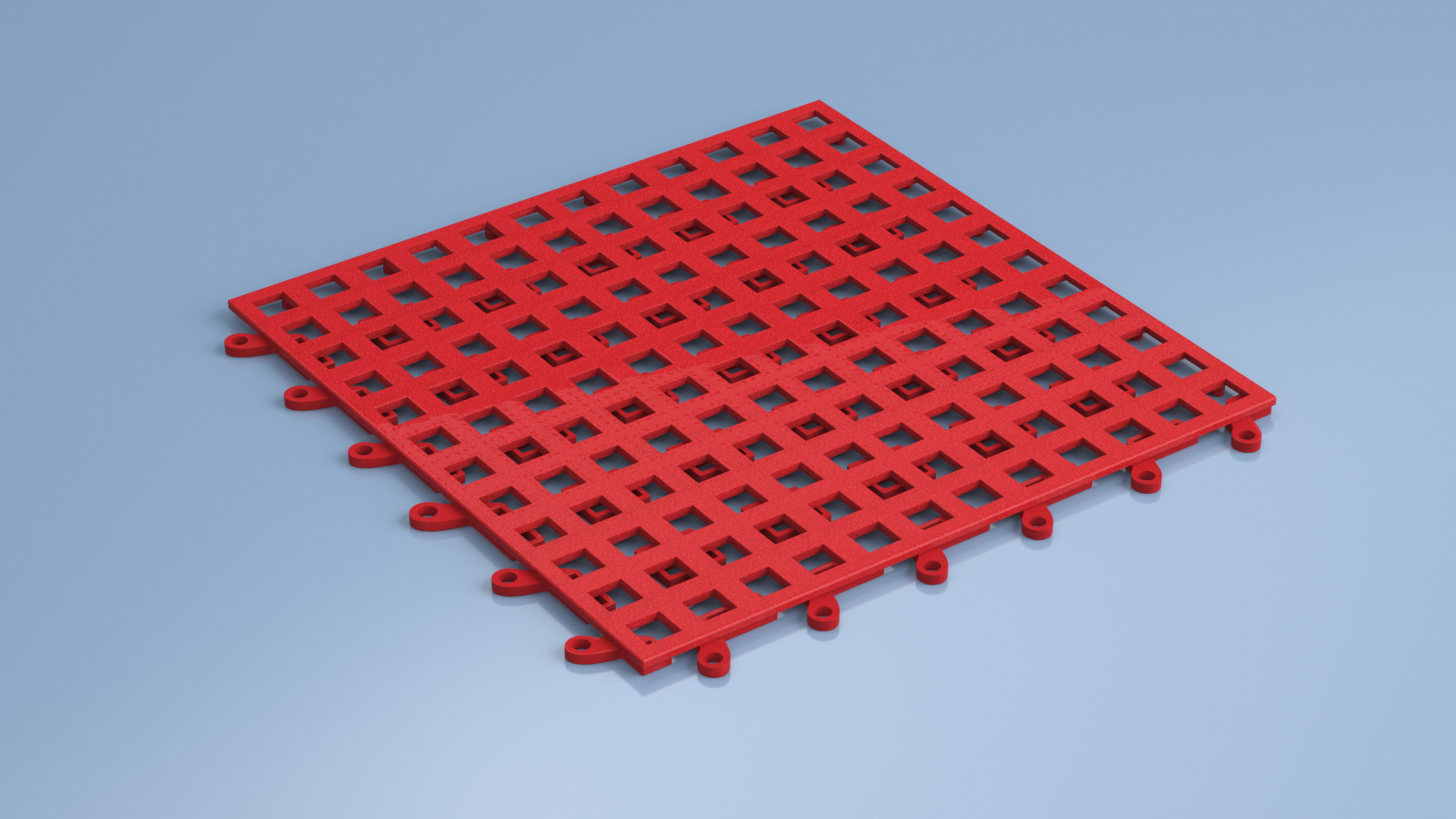 3D Plastic Floor Mat Red