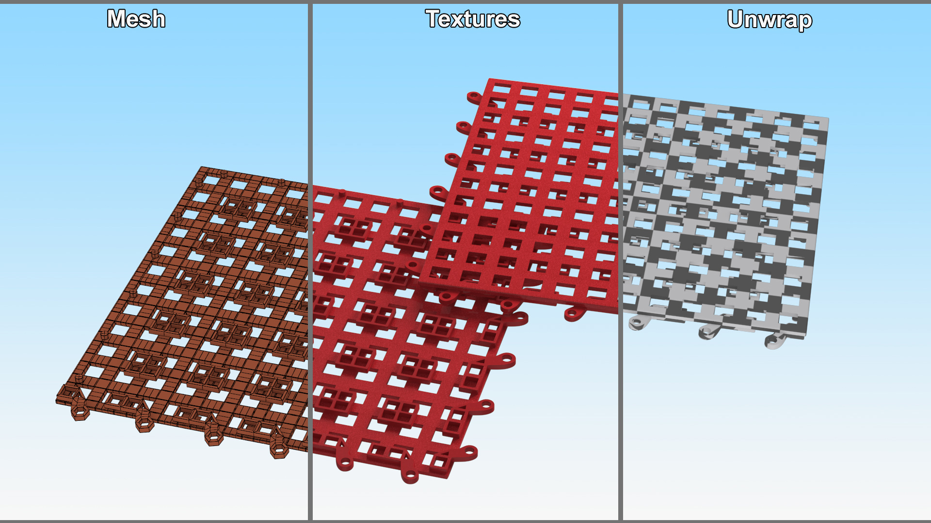 3D Plastic Floor Mat Red