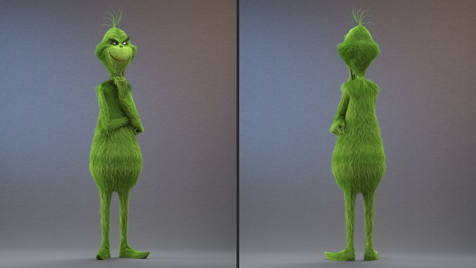 3D model Cartoon Grinch Character with Fur Rigged