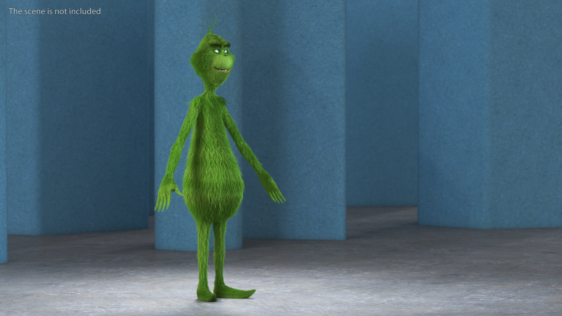 3D model Cartoon Grinch Character with Fur Rigged