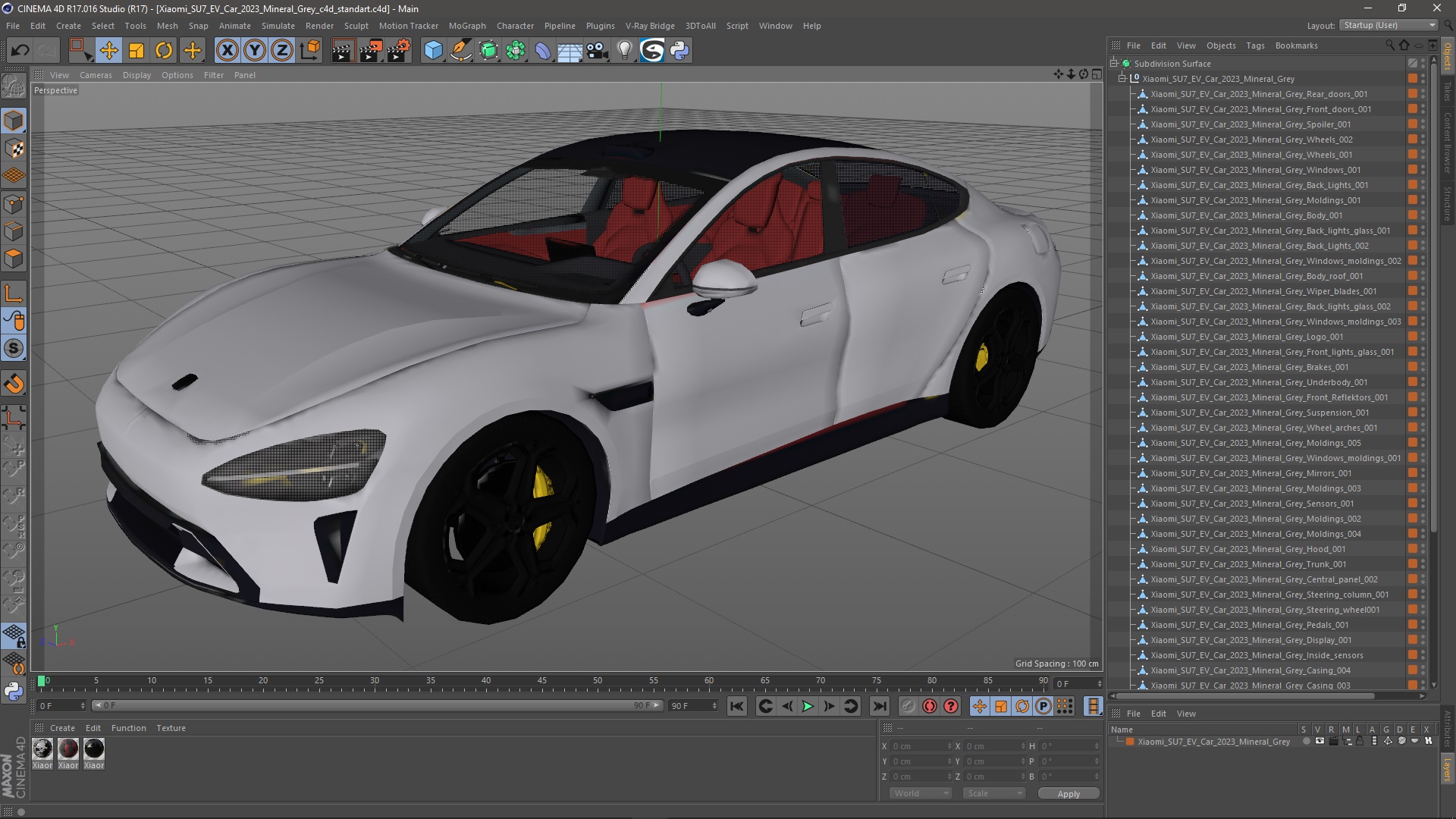 3D model Xiaomi SU7 EV Car 2023 Mineral Grey