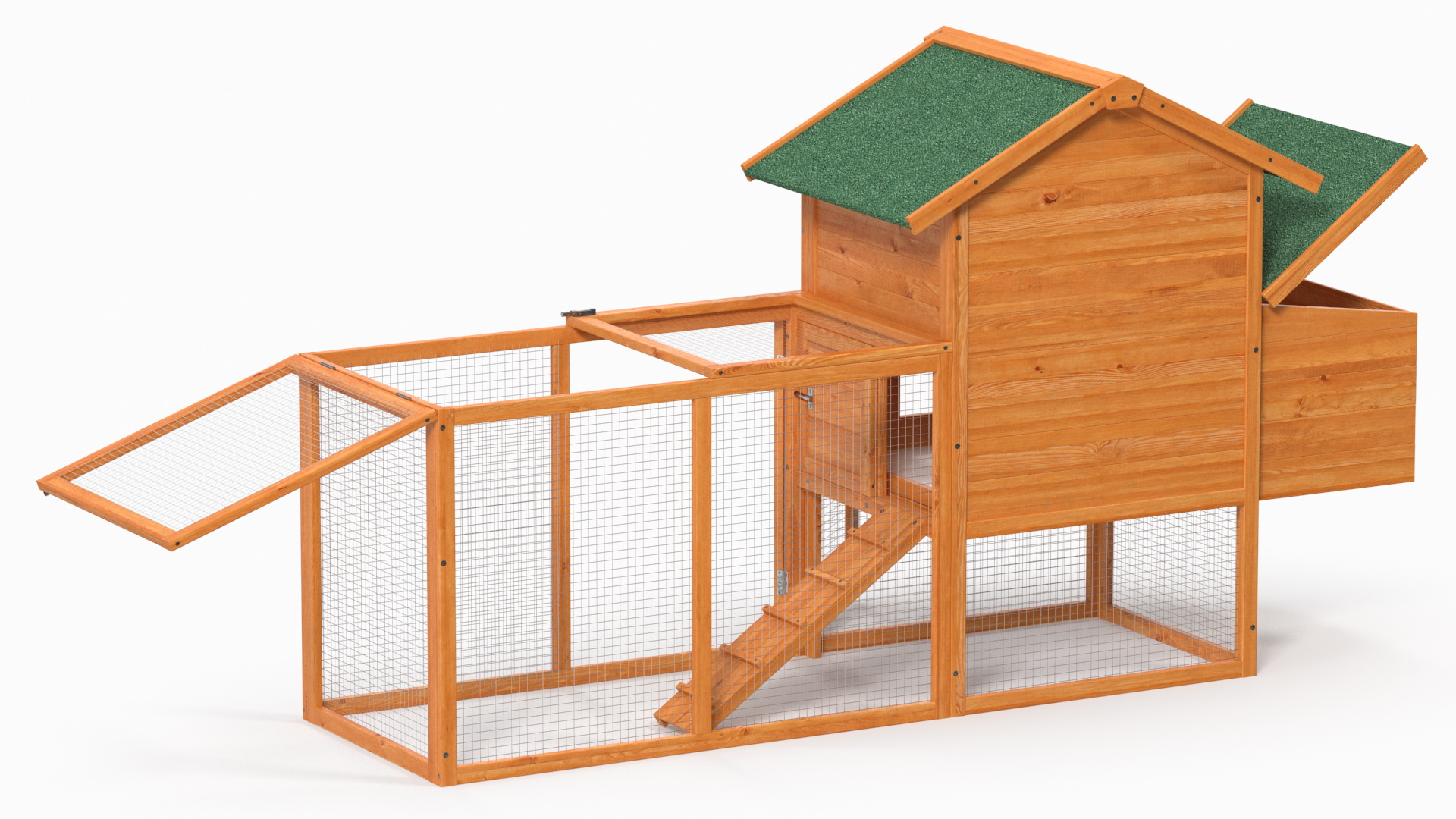 3D Wooden Small Chicken Coop with Chicken Run Empty model
