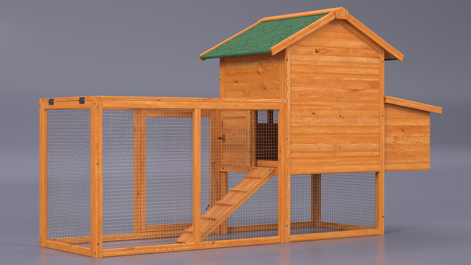 3D Wooden Small Chicken Coop with Chicken Run Empty model
