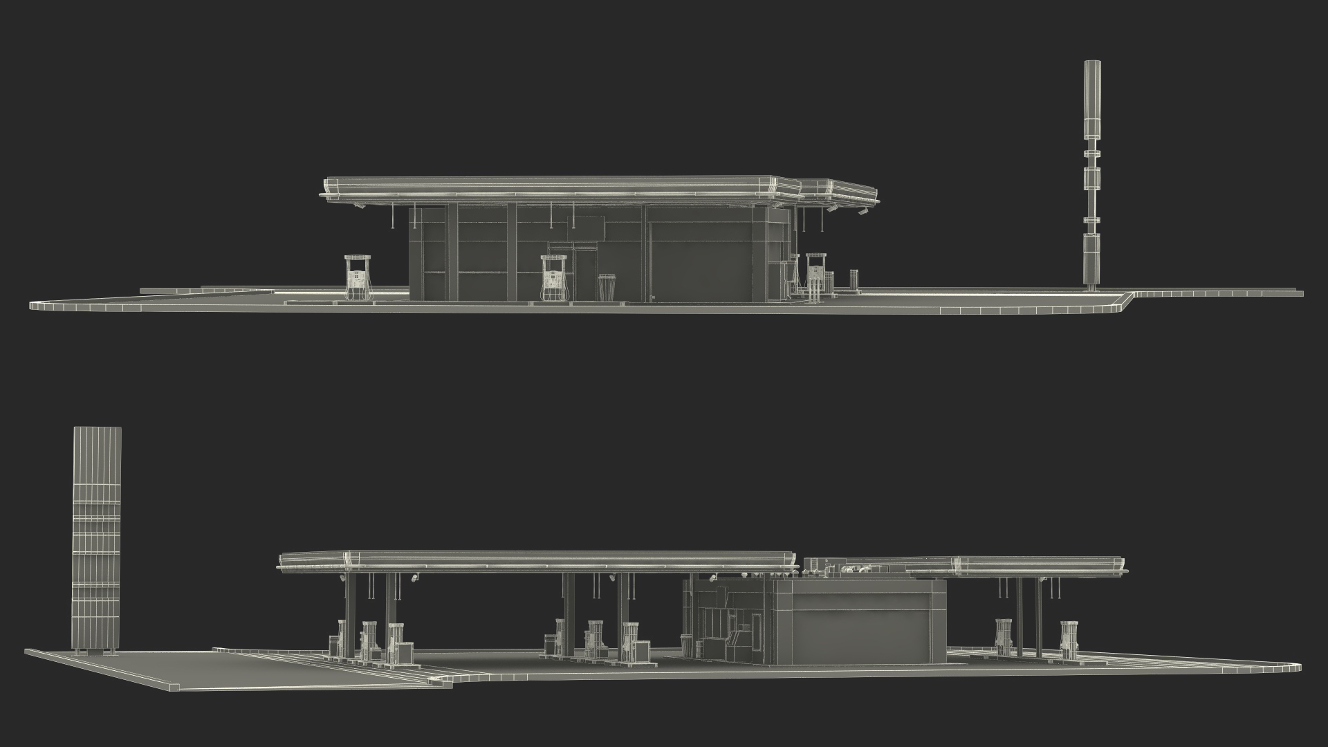 3D Gasoline Station Blue