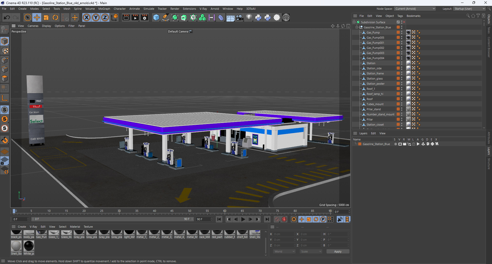 3D Gasoline Station Blue