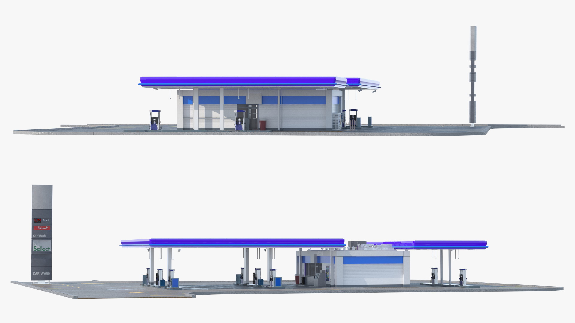 3D Gasoline Station Blue