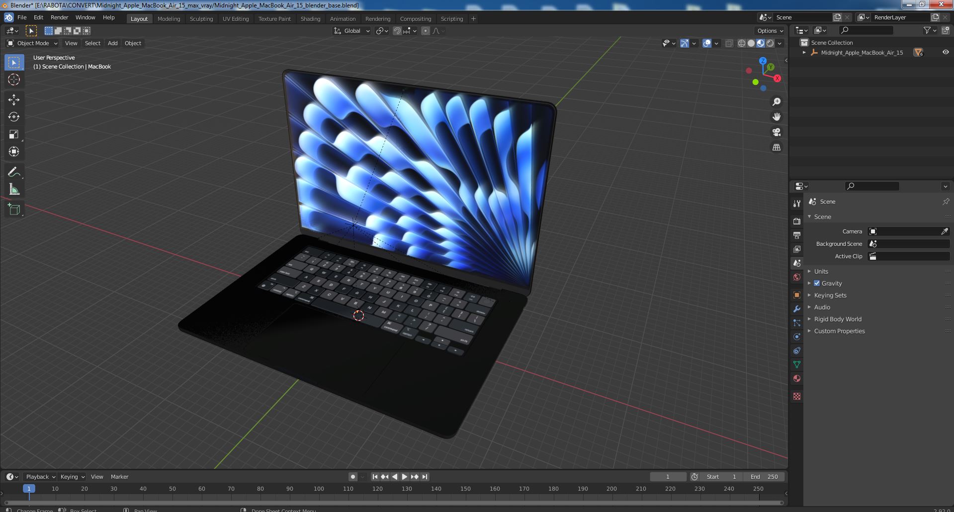 Midnight Apple MacBook Air 15 3D model