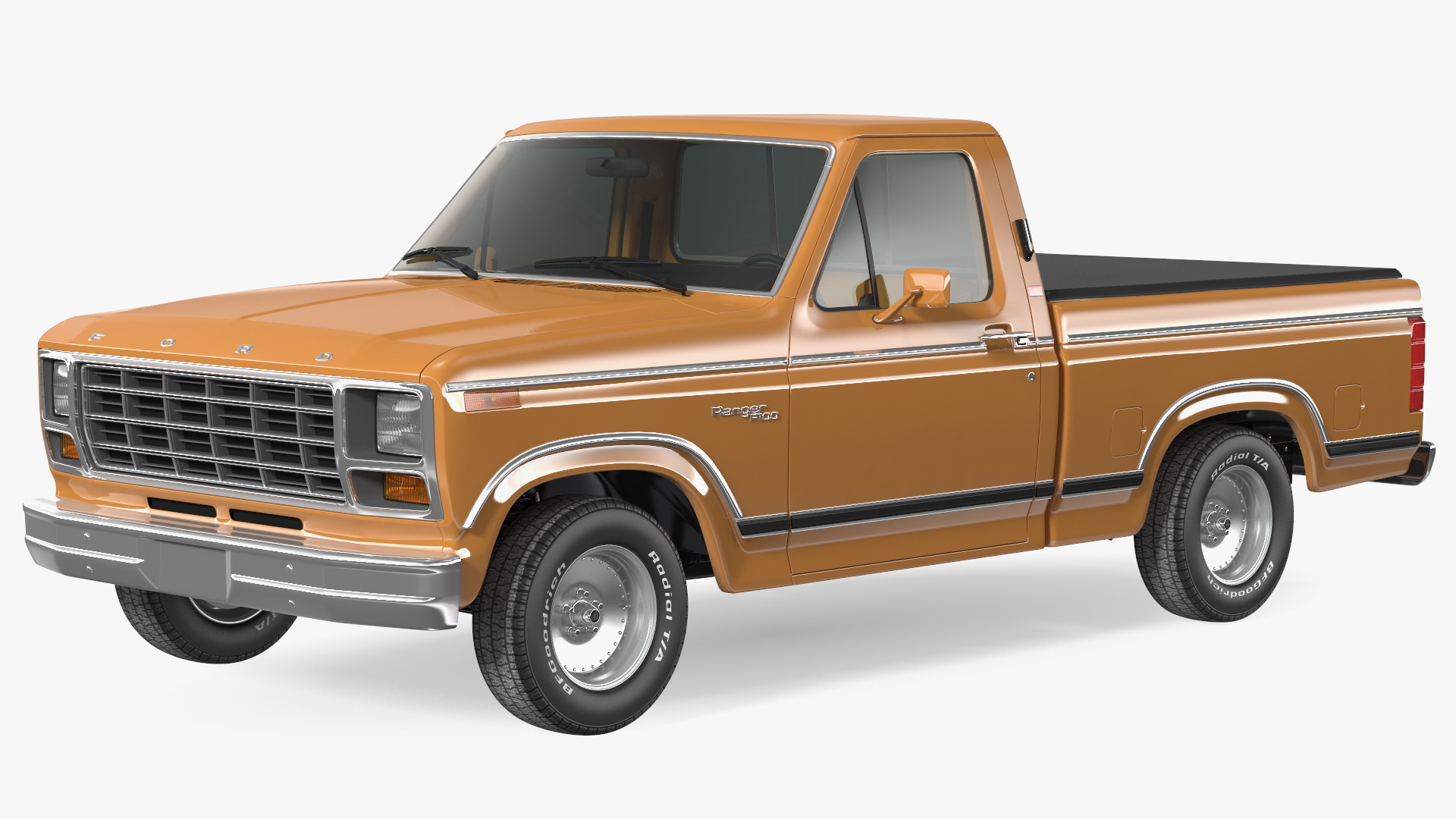 3D model Ford F Series Ranger 1980 Pickup Truck Orange