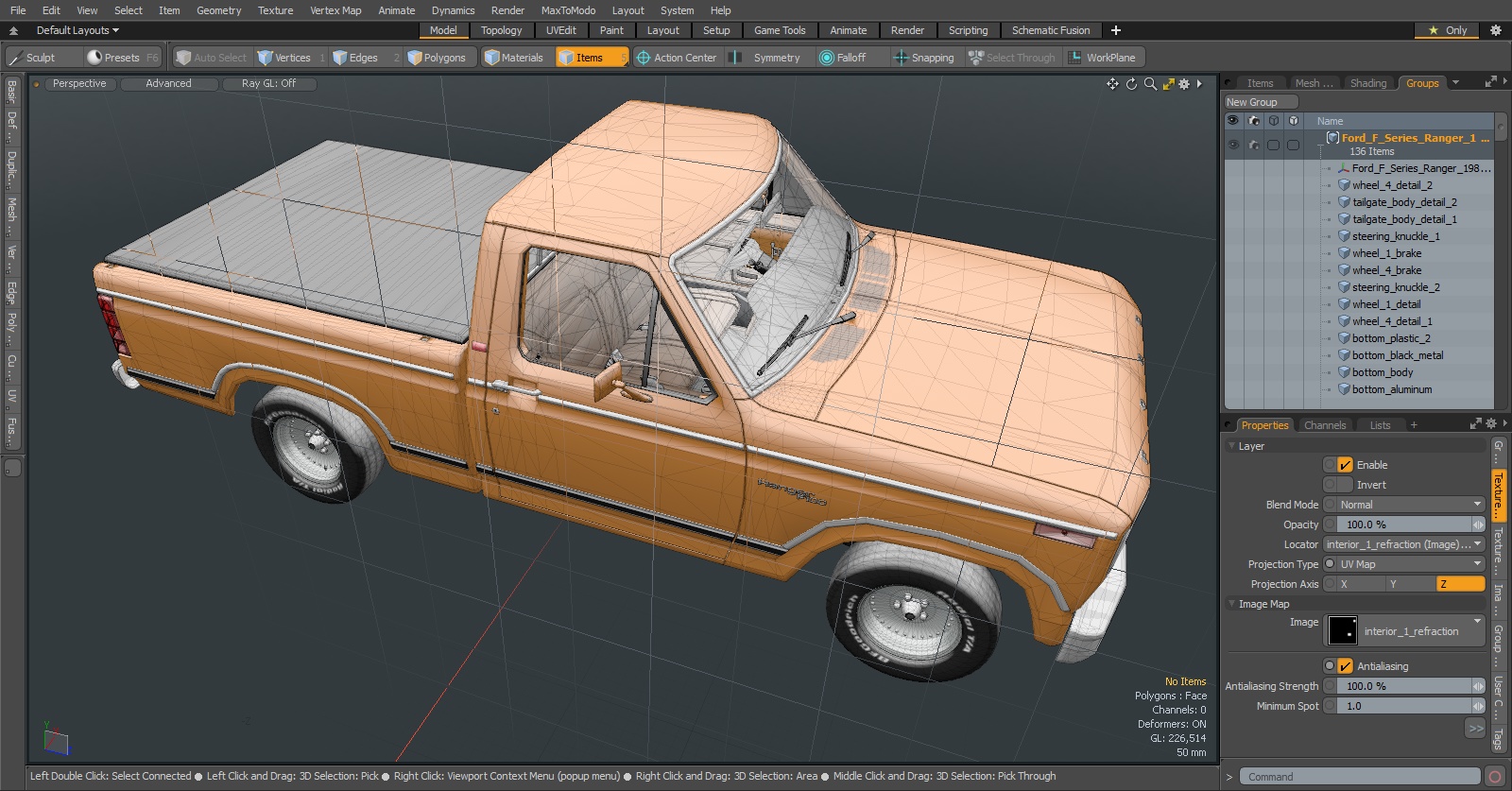 3D model Ford F Series Ranger 1980 Pickup Truck Orange