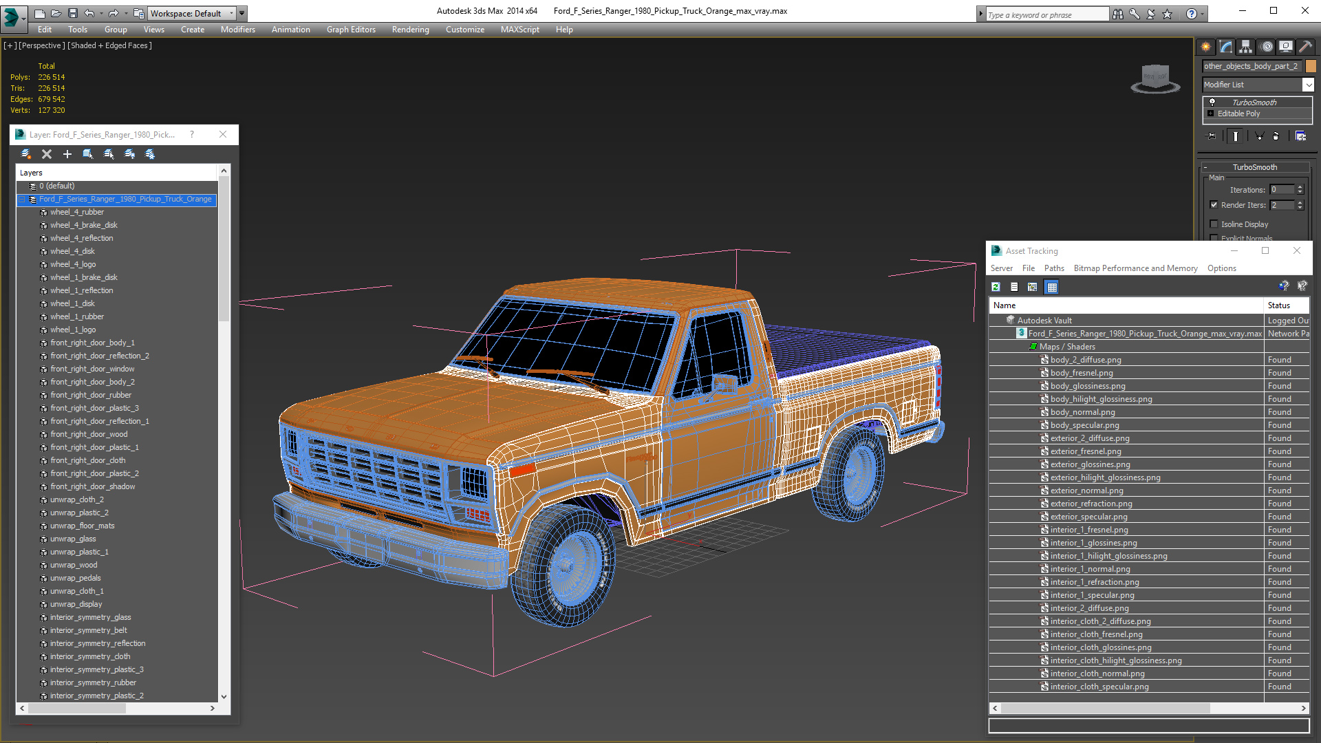 3D model Ford F Series Ranger 1980 Pickup Truck Orange