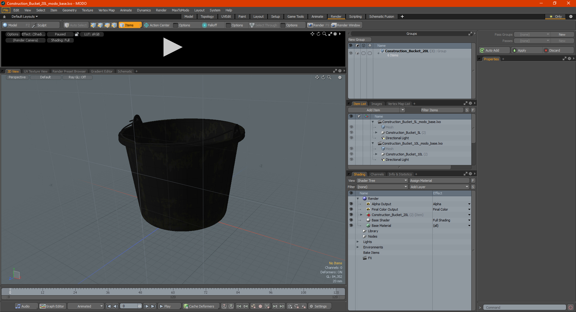 3D Construction Bucket 20L model