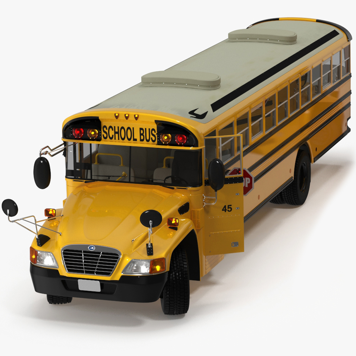 3D model American School Bus Rigged for Maya