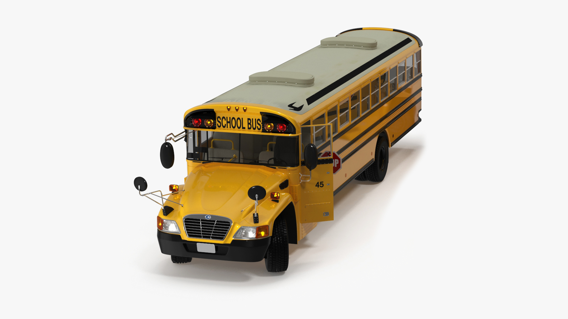 3D model American School Bus Rigged for Maya