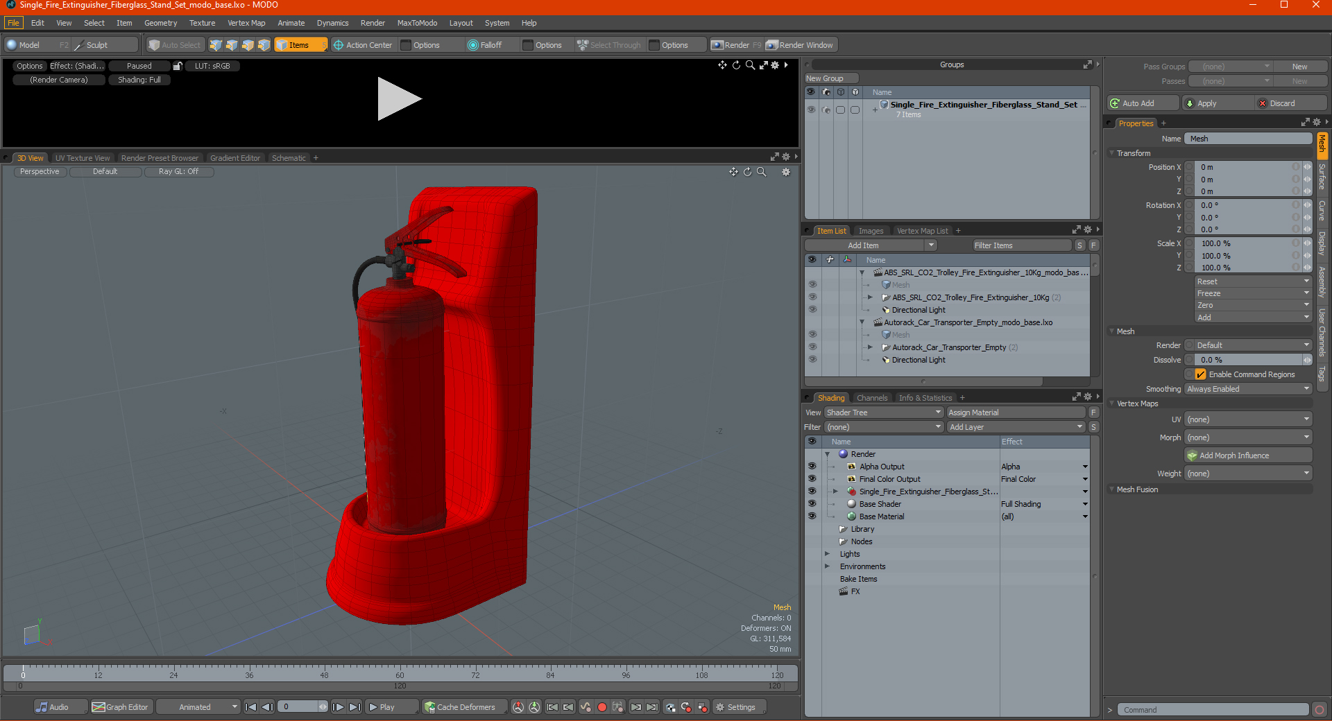 3D model Single Fire Extinguisher Fiberglass Stand Set