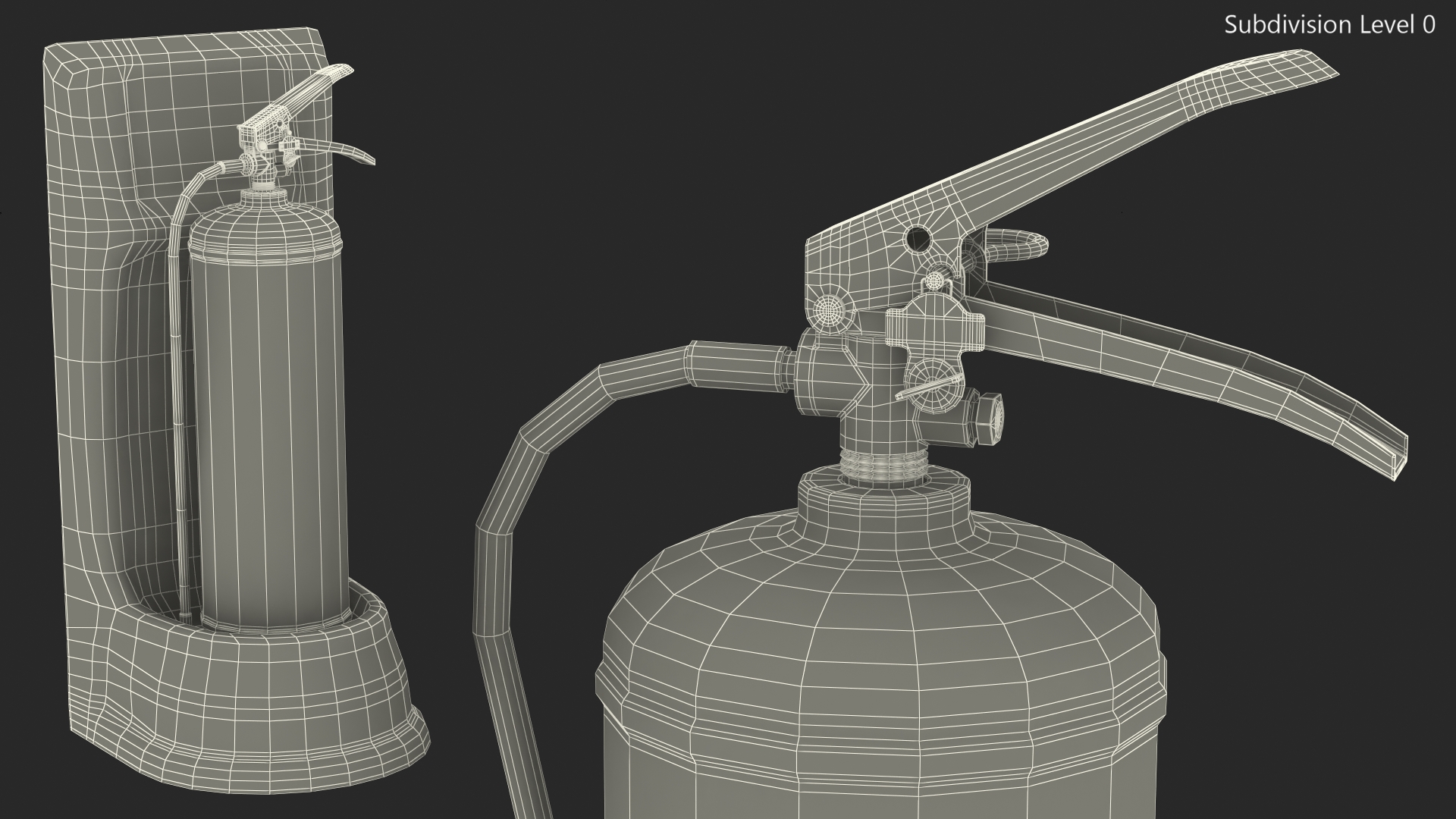 3D model Single Fire Extinguisher Fiberglass Stand Set