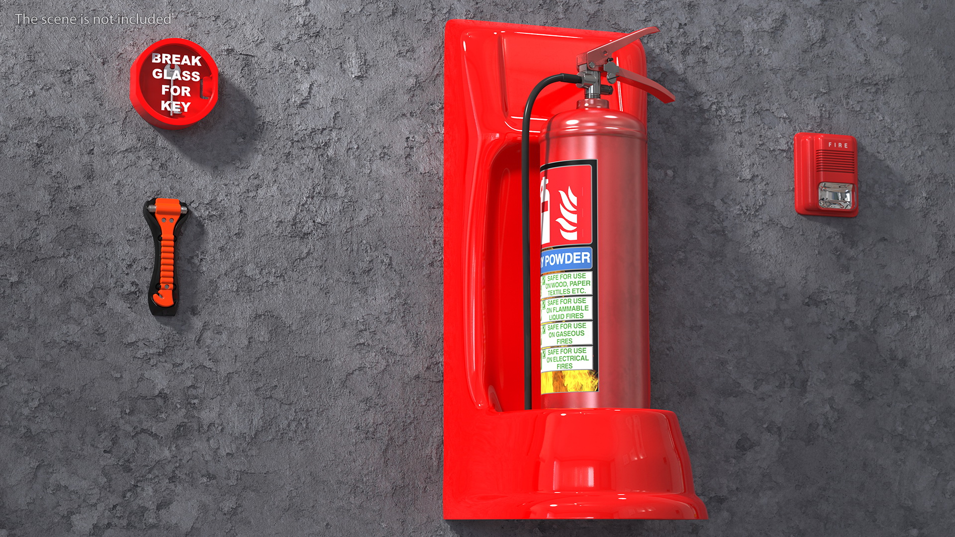 3D model Single Fire Extinguisher Fiberglass Stand Set