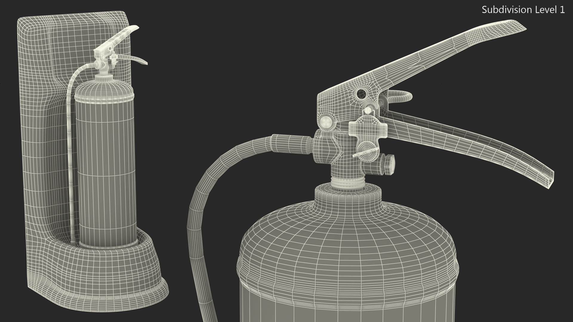 3D model Single Fire Extinguisher Fiberglass Stand Set