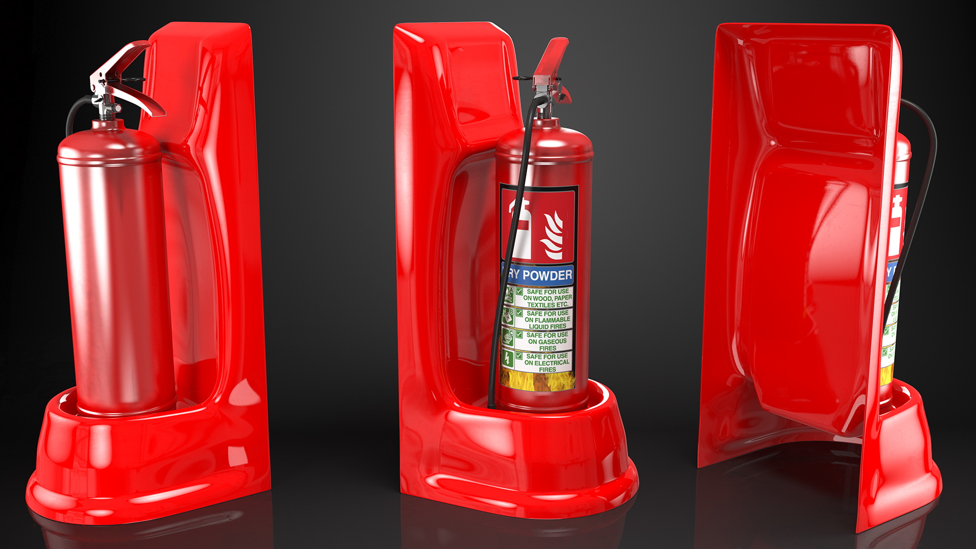 3D model Single Fire Extinguisher Fiberglass Stand Set