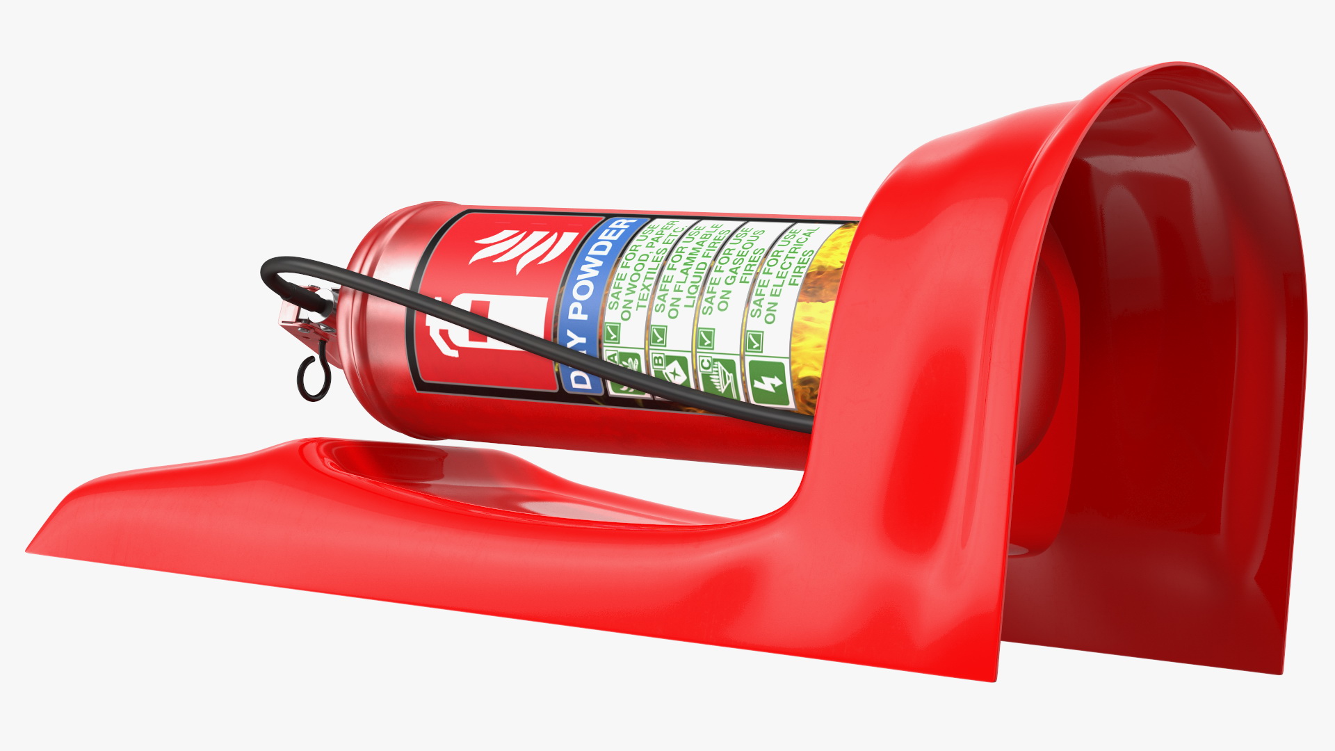 3D model Single Fire Extinguisher Fiberglass Stand Set
