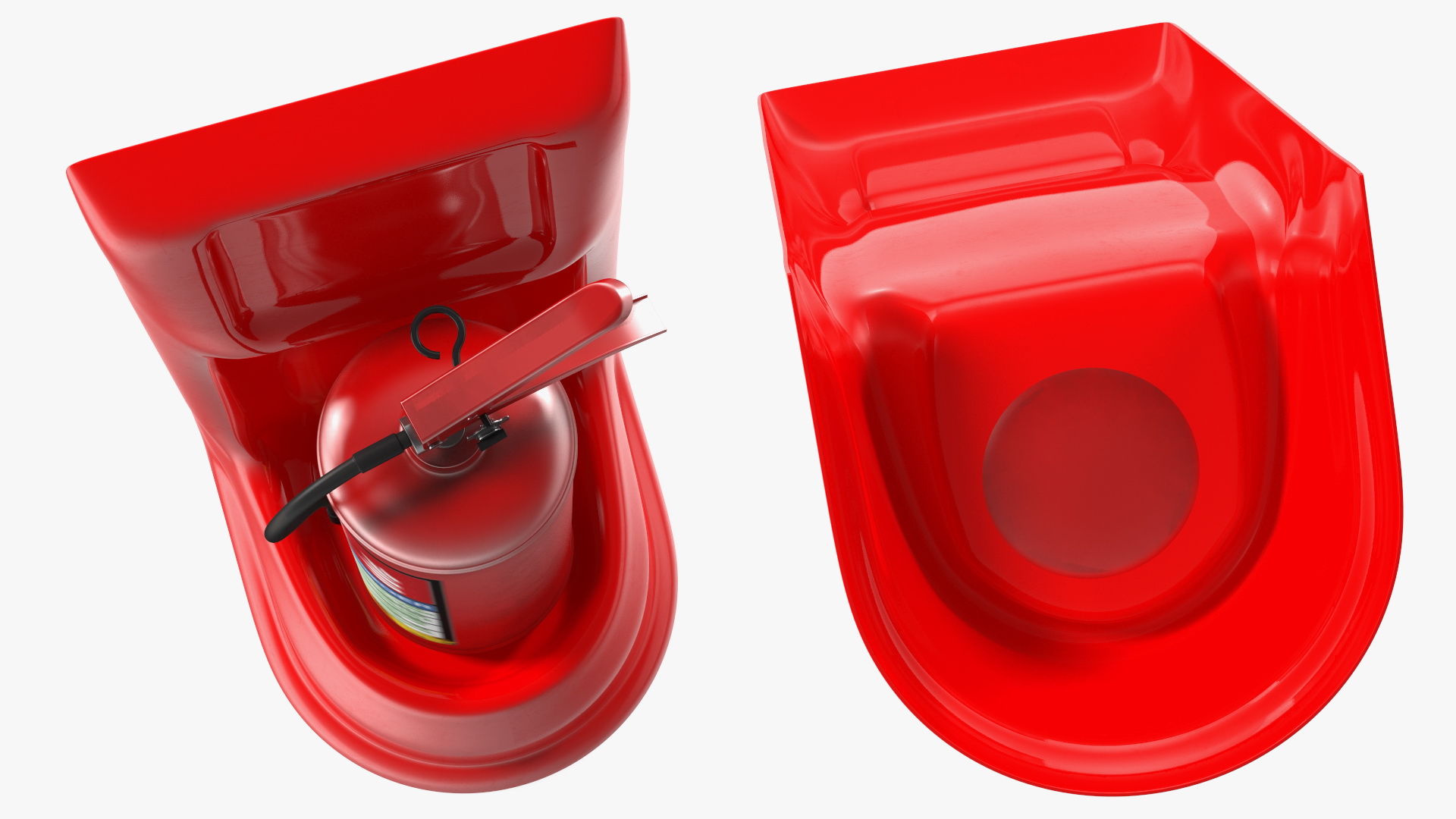 3D model Single Fire Extinguisher Fiberglass Stand Set