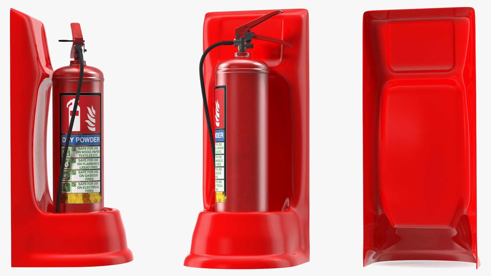 3D model Single Fire Extinguisher Fiberglass Stand Set