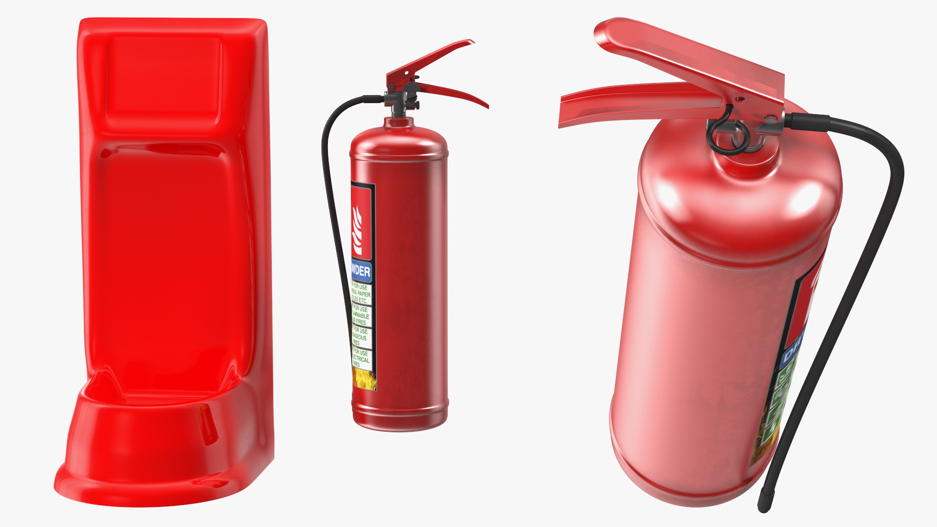 3D model Single Fire Extinguisher Fiberglass Stand Set