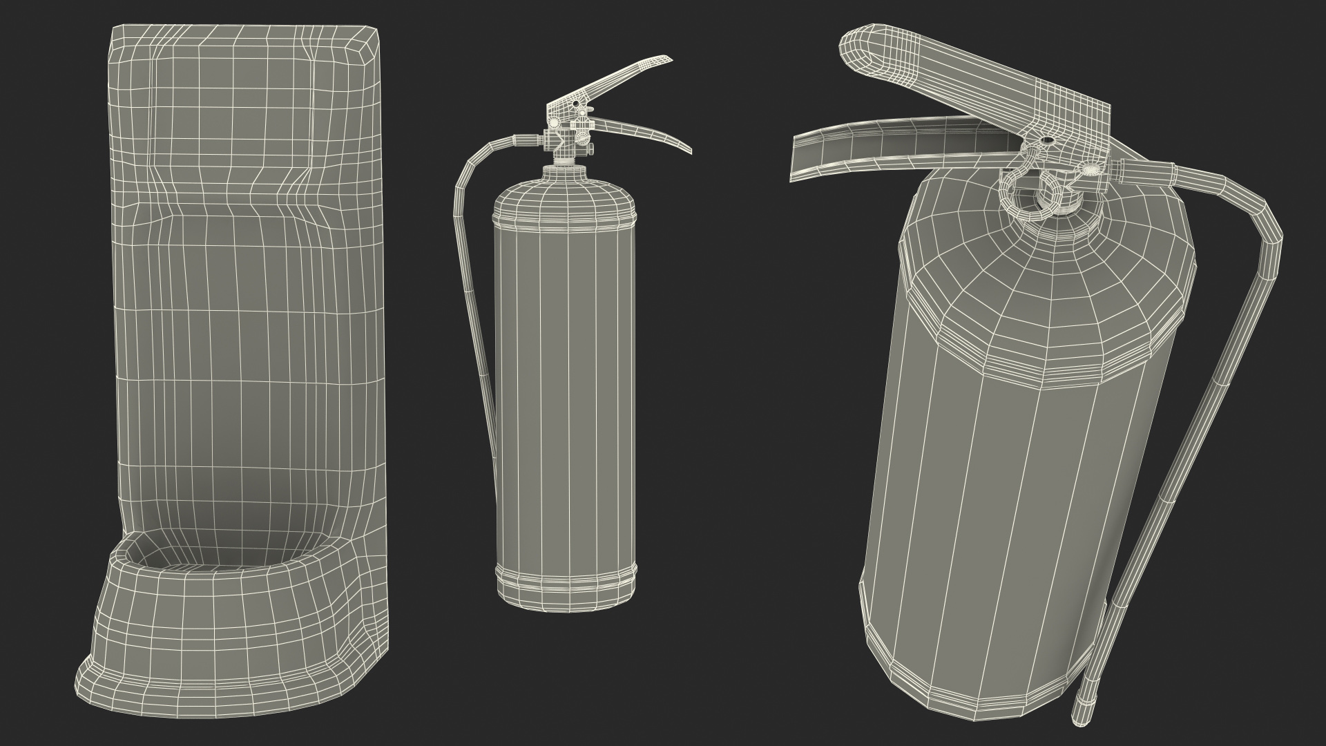 3D model Single Fire Extinguisher Fiberglass Stand Set