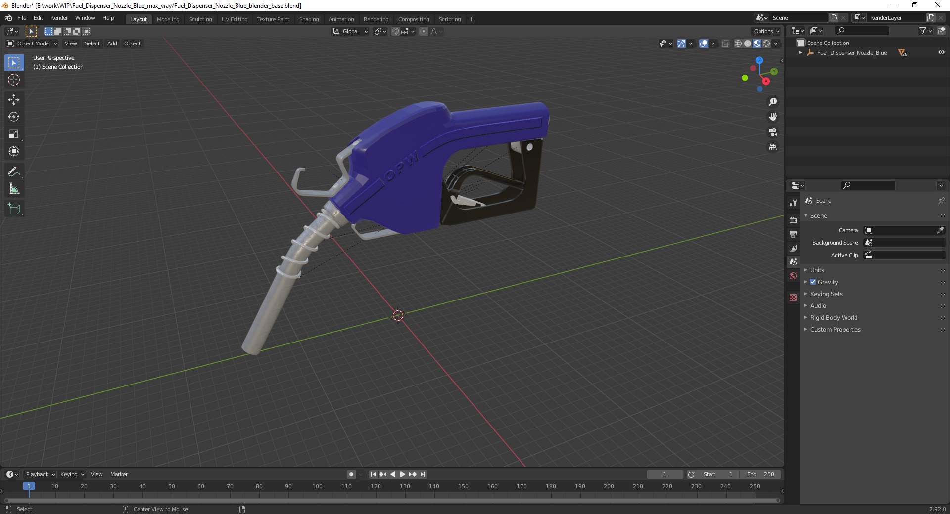 3D Fuel Dispenser Nozzle Blue