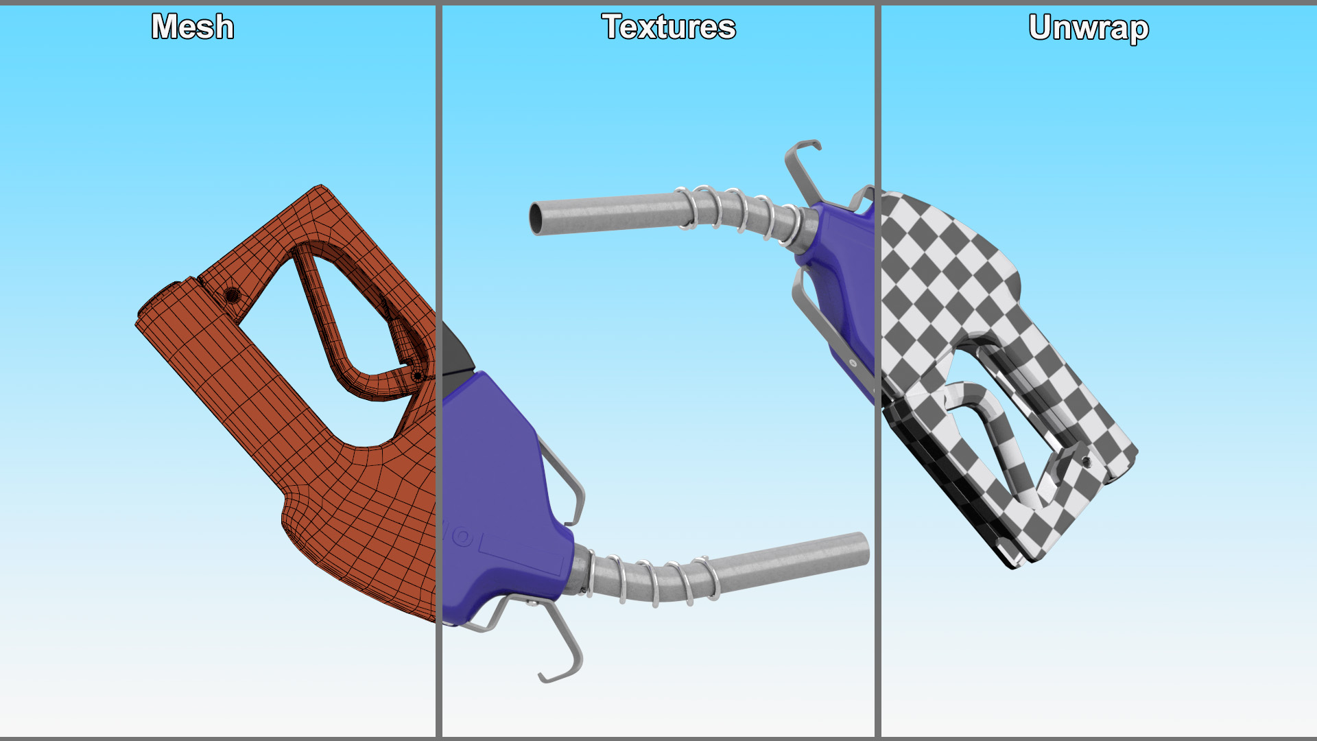3D Fuel Dispenser Nozzle Blue