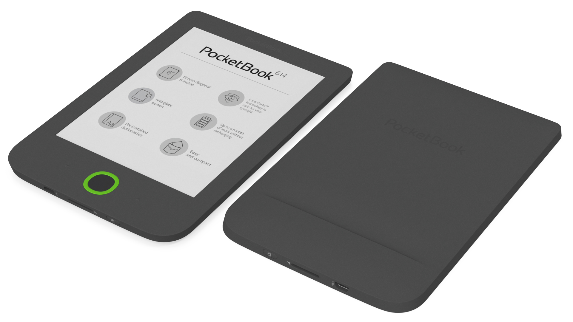 3D model PocketBook 614 Limited Edition eReader with Folded Case Gray