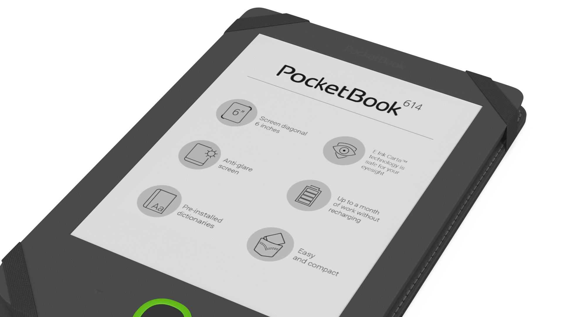 3D model PocketBook 614 Limited Edition eReader with Folded Case Gray
