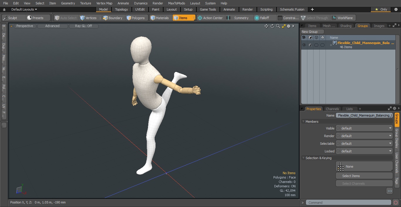 Flexible Child Mannequin Balancing Pose 3D model