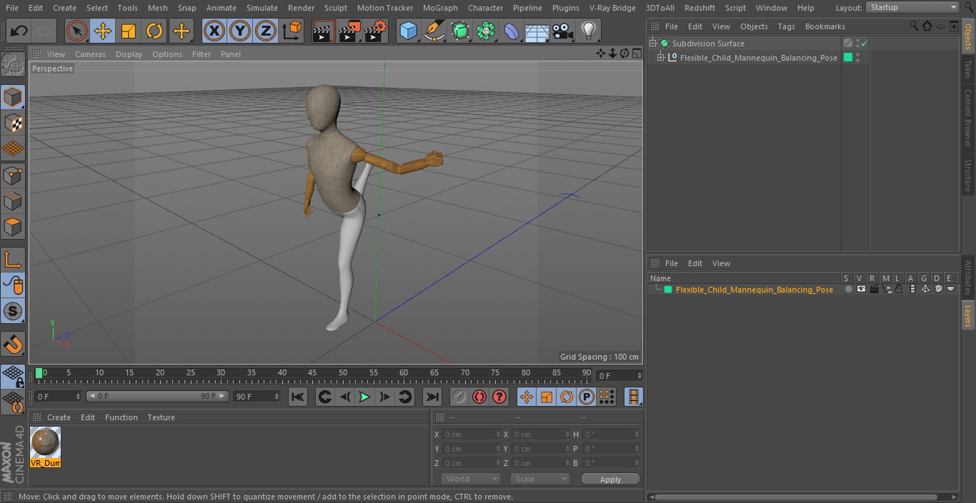 Flexible Child Mannequin Balancing Pose 3D model