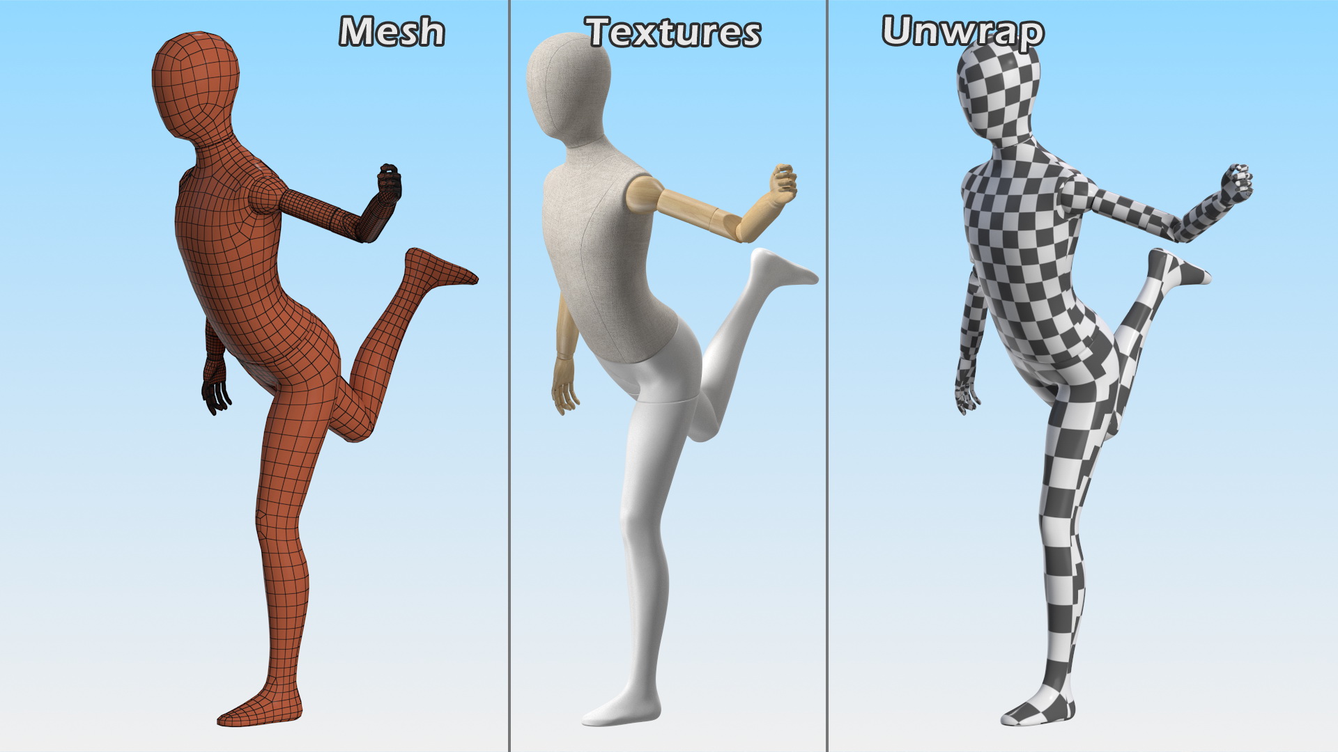 Flexible Child Mannequin Balancing Pose 3D model