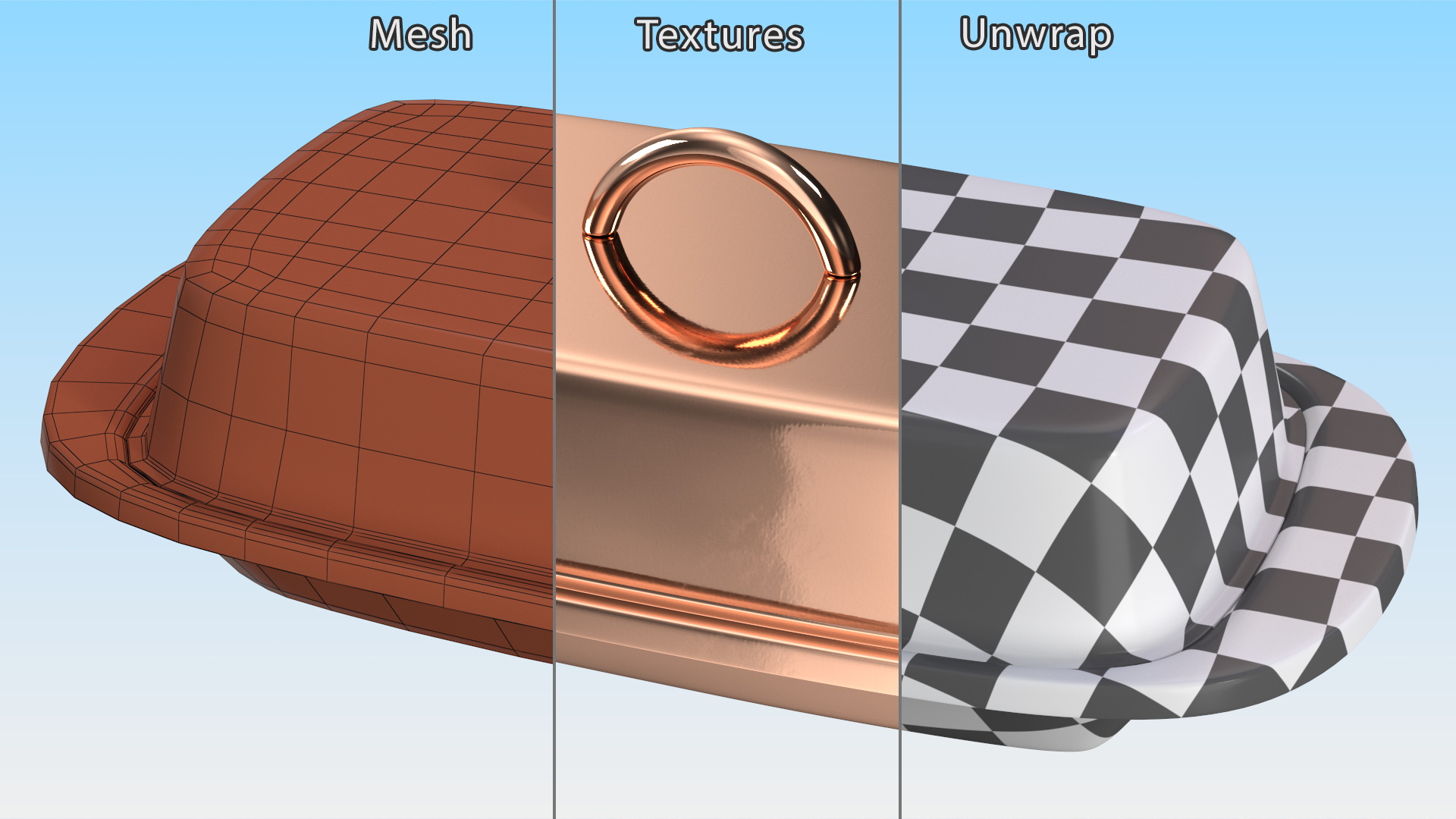 3D Copper Butter Dish model