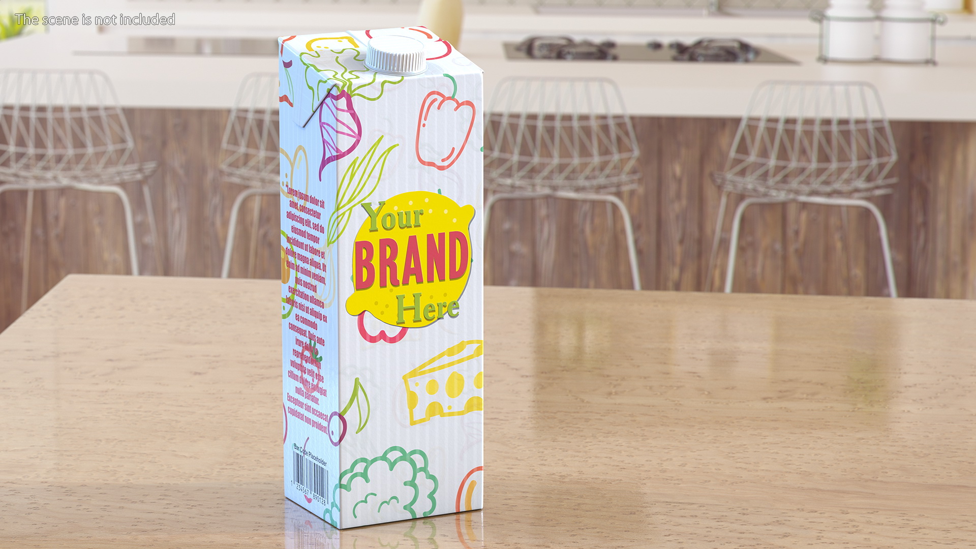3D model Mockup Aseptic Carton Package with Screw Cap White