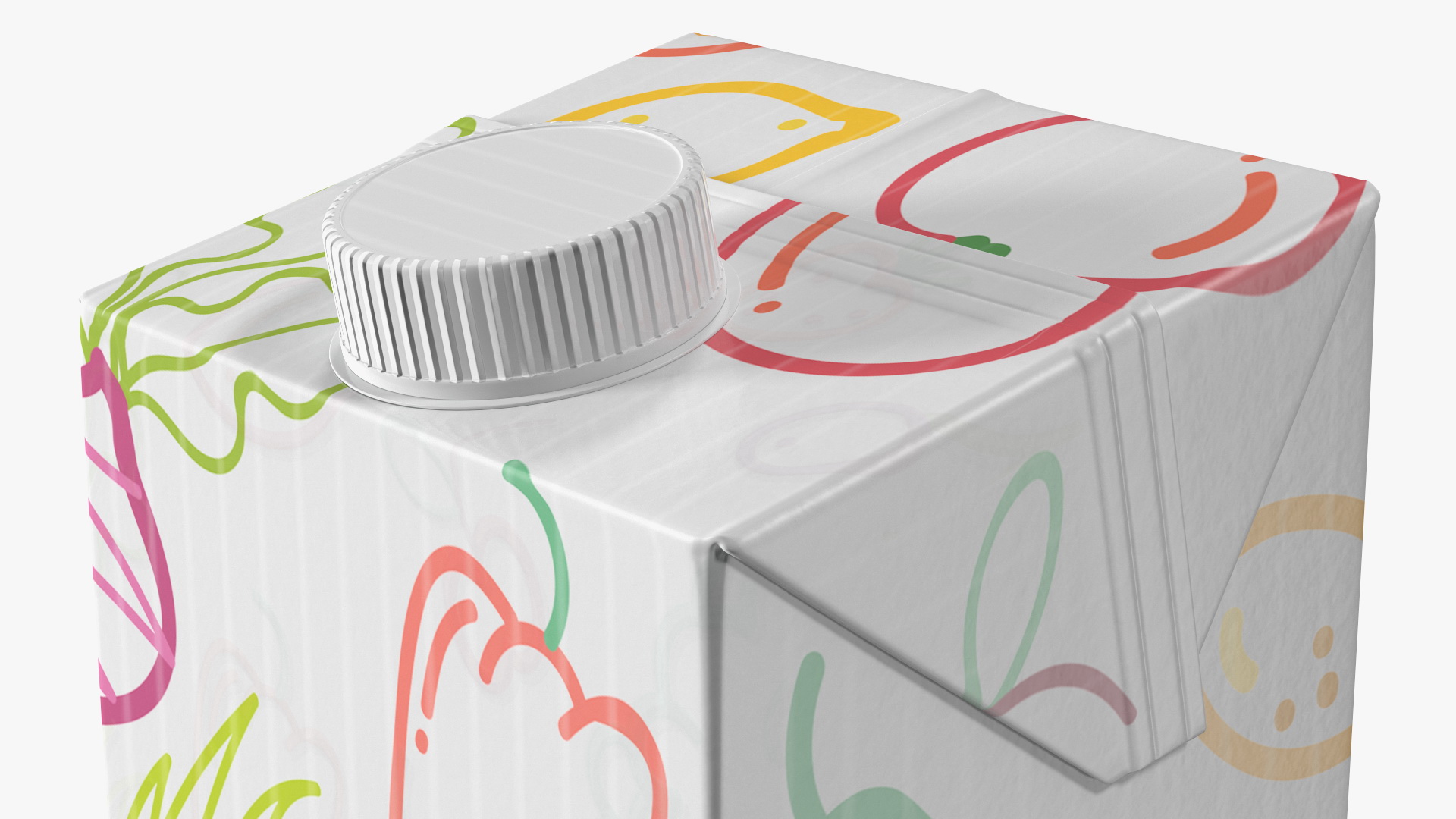3D model Mockup Aseptic Carton Package with Screw Cap White