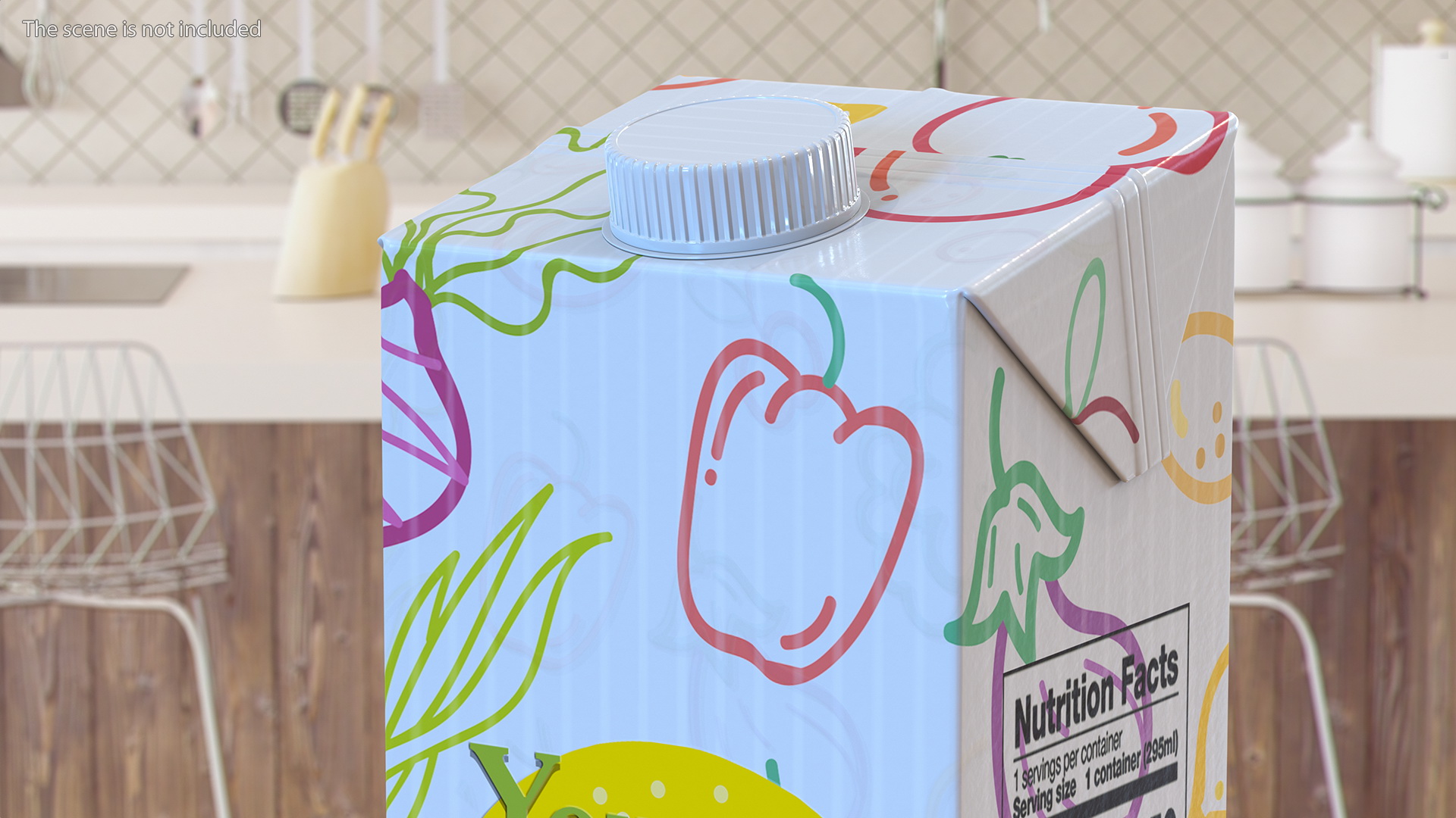 3D model Mockup Aseptic Carton Package with Screw Cap White